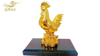 Tượng Gà Phong Thủy Mạ Vàng 24K Gold Việt QT112