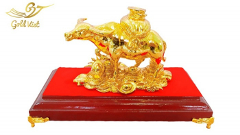 Tượng Trâu Phong Thuỷ Mạ Vàng 24k Gold Việt Cỡ Vừa QT122